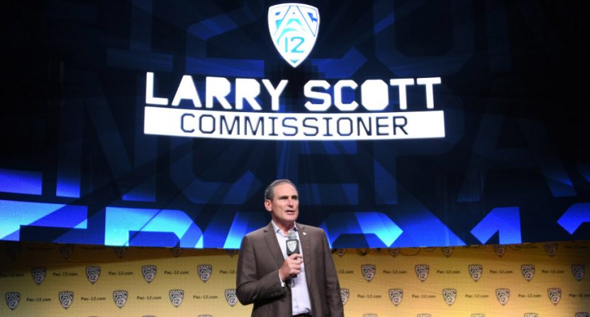Larry Scott at the 2018 Pac-12 Media Days.